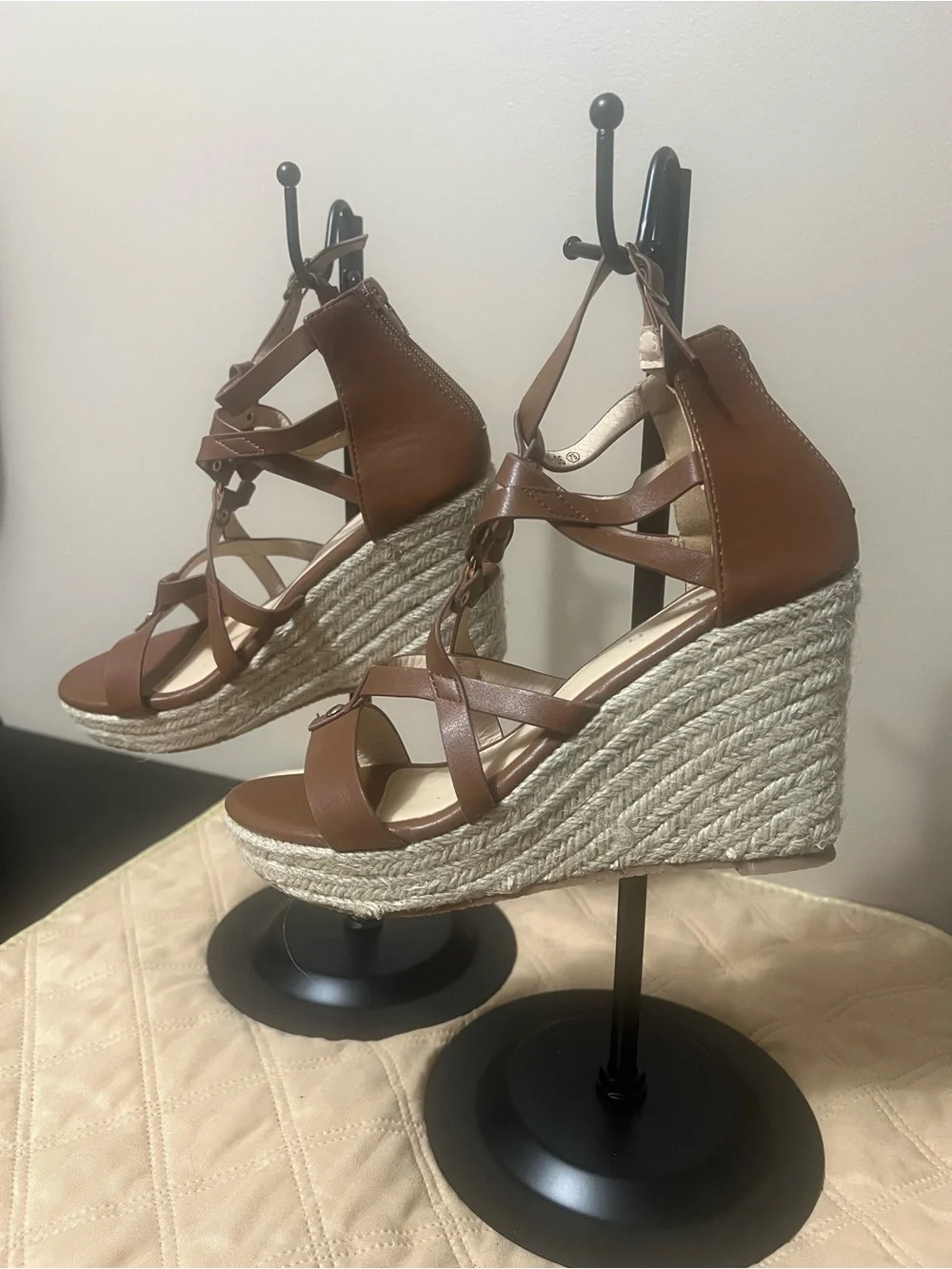 Refresh Emery Women’s Gladiator Brown Strappy Espadrille Wedge Sandals